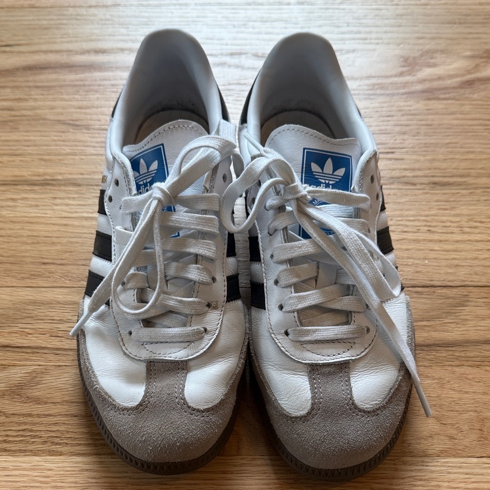 adidas White Leather samba with Black white and tan size 9
